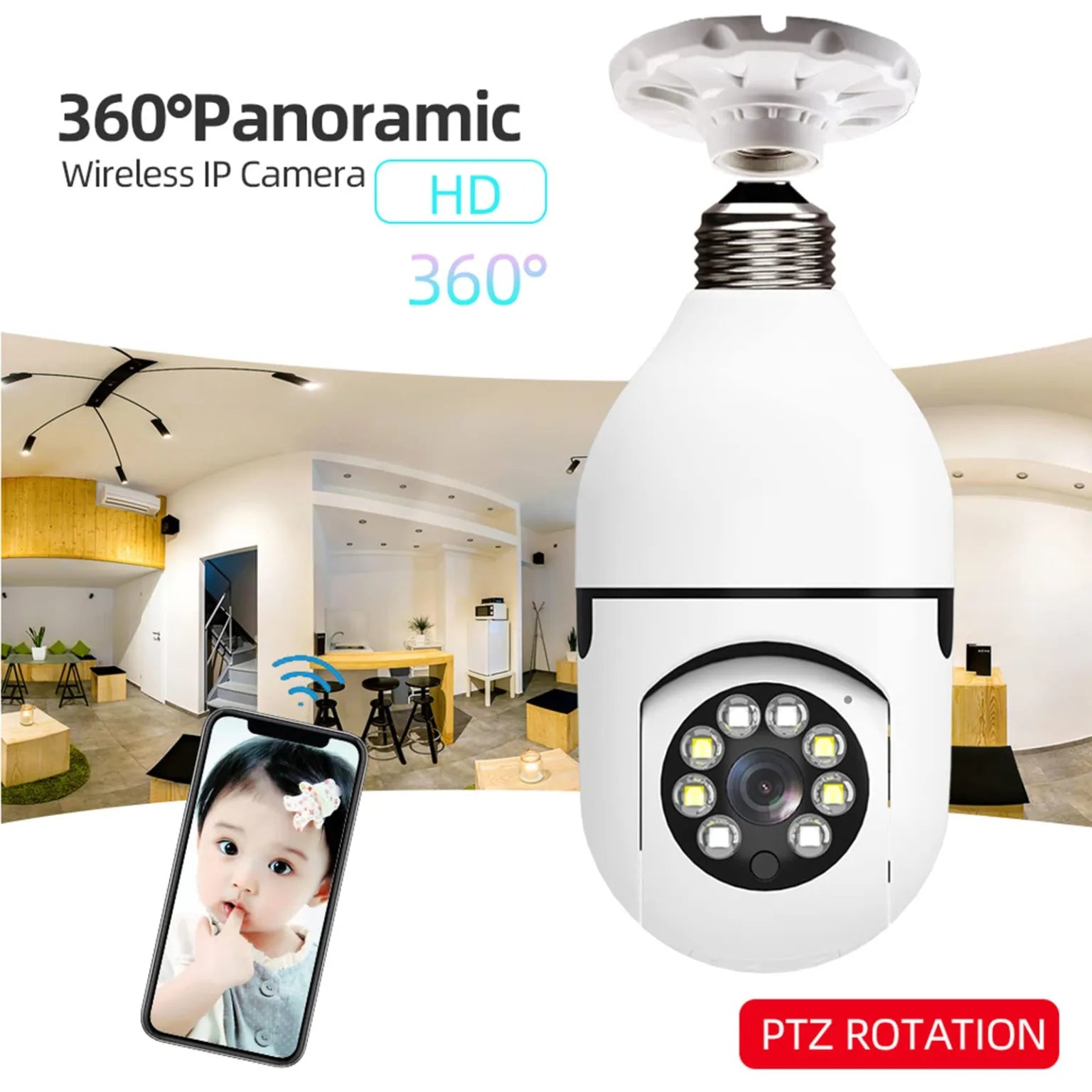 Caméra de Surveillance Wi-Fi d’Intérieur avec Ampoule