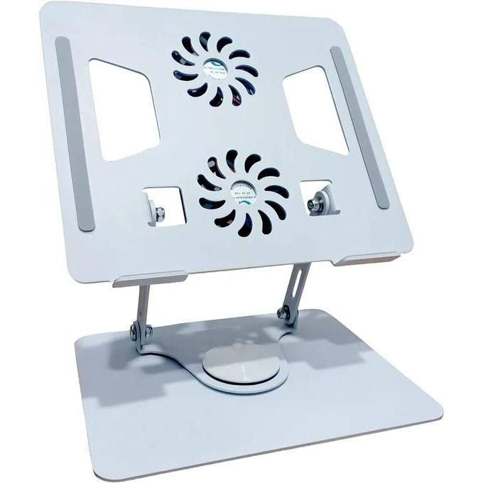 Support Laptop Ergonomique Aluminium — 2 Ventilateurs Intégrés, Hauteur Réglable