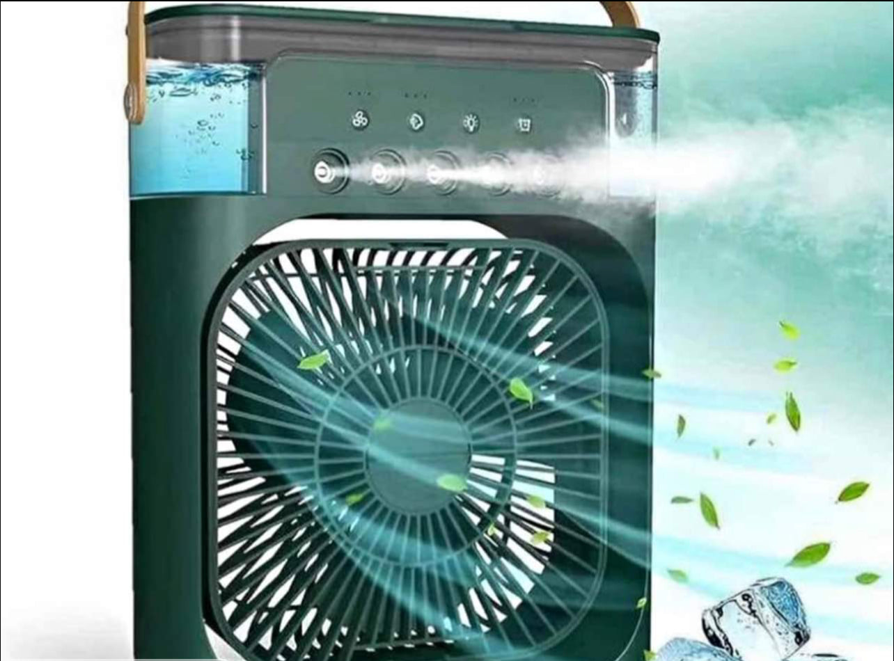 Climatiseur Portable à Brumisation — Ventilateur + Humidificateur + LED