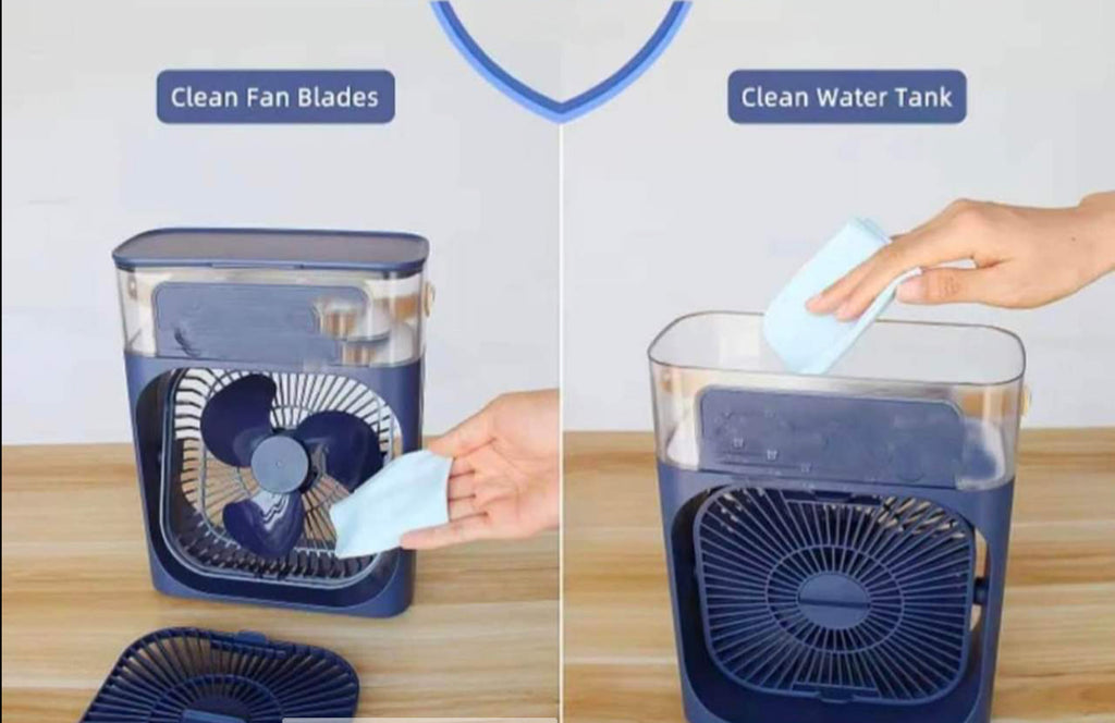 Climatiseur Portable à Brumisation — Ventilateur + Humidificateur + LED