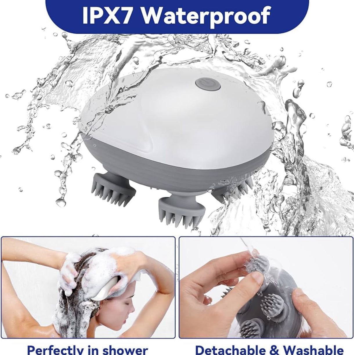 Masseur cuir chevelu électrique — IPX7 waterproof